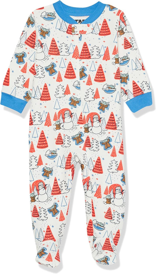 Amazon Essentials Disney | Marvel | Star Wars Unisex Babies' and Toddlers' Snug-Fit Cotton Footed Pajamas, Multipacks