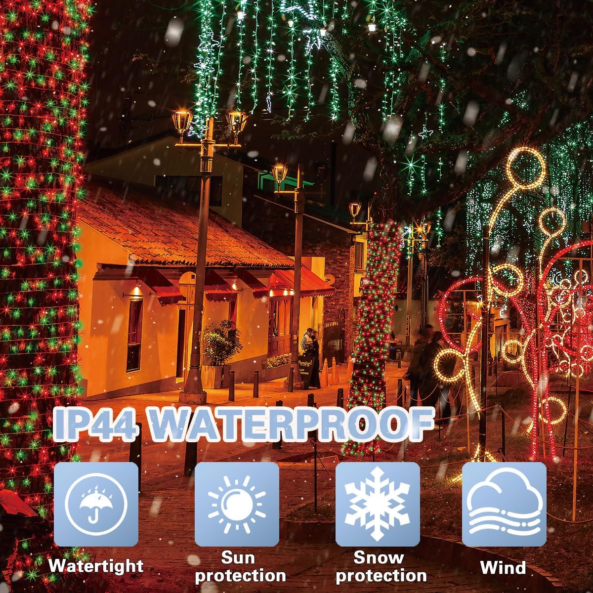 33ft Christmas Decorative Mini Lights, 100 LED Transparent Wire Fairy Starry String Lights Plug in, 16 Lighting Modes, for Indoor Outdoor Xmas Tree Wedding Party Decoration (Red+Green)