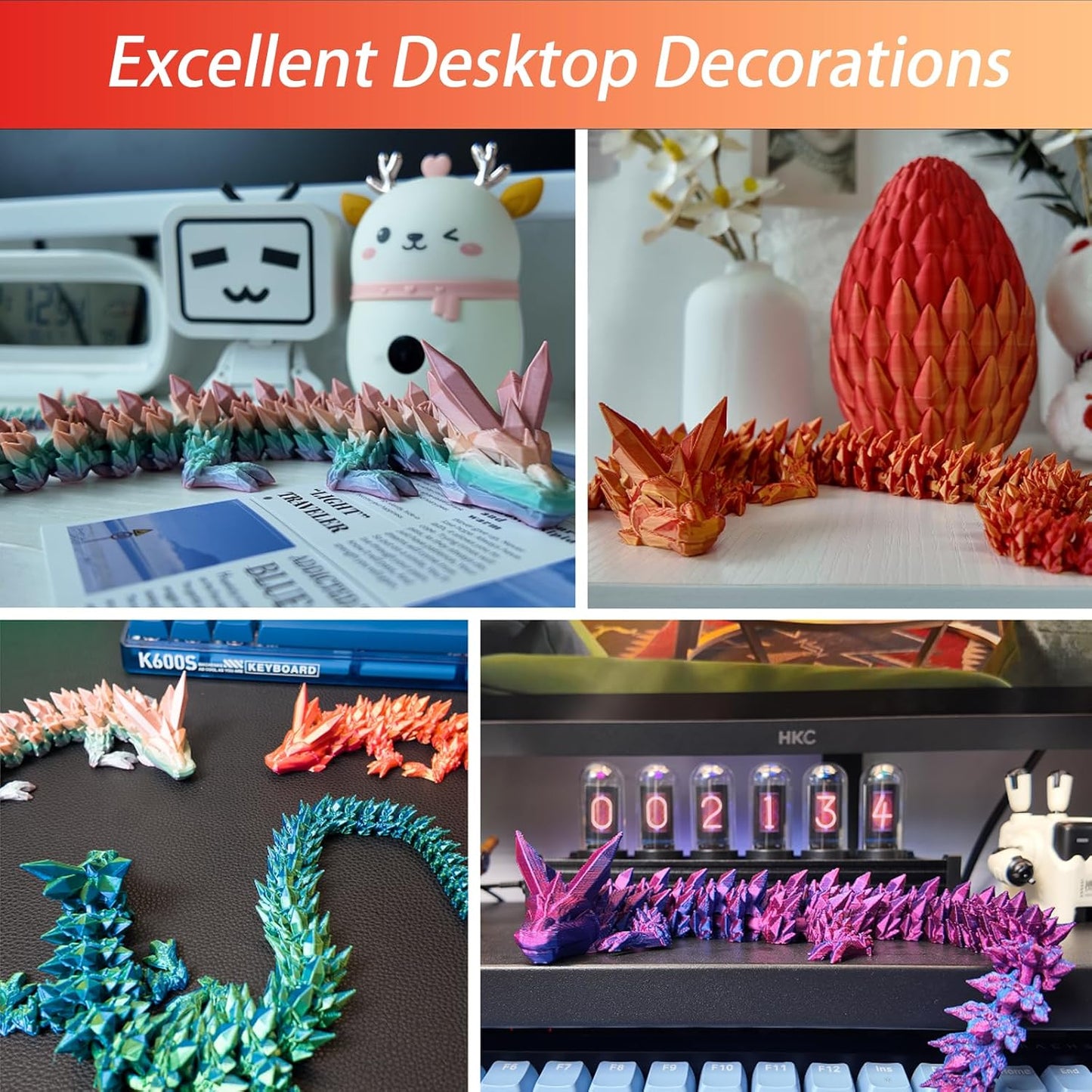 15 inches Dragon with Egg, Red Dragon Toy,Articulated Crystal Dragon,Fidget Toy Cool