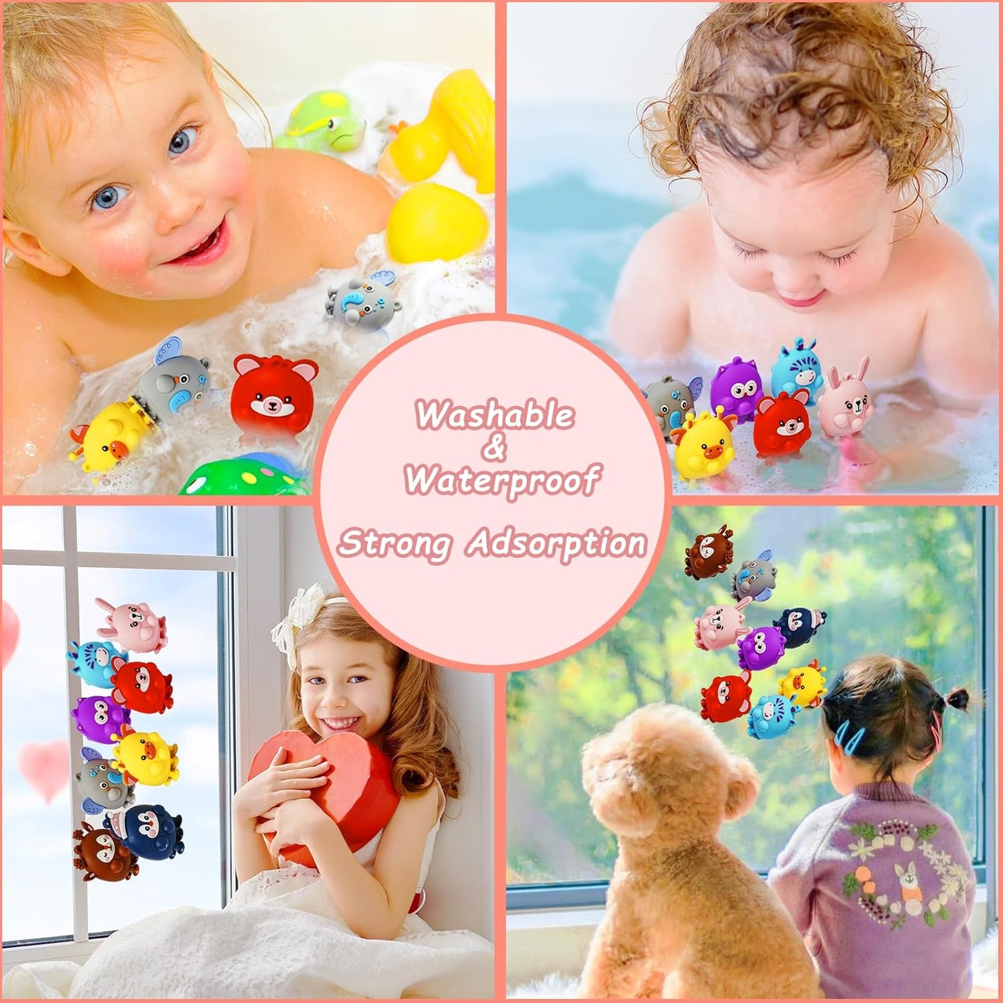 32 Pcs Party Favors for Kids, 3D Animal Pop Fidget Toys Bulk, Sensory Bath Suction Toys for Toddlers, Carnival Treasure Classroom Prizes Box Toys, Fidget Stocking Stuffers Birthday Party Gifts