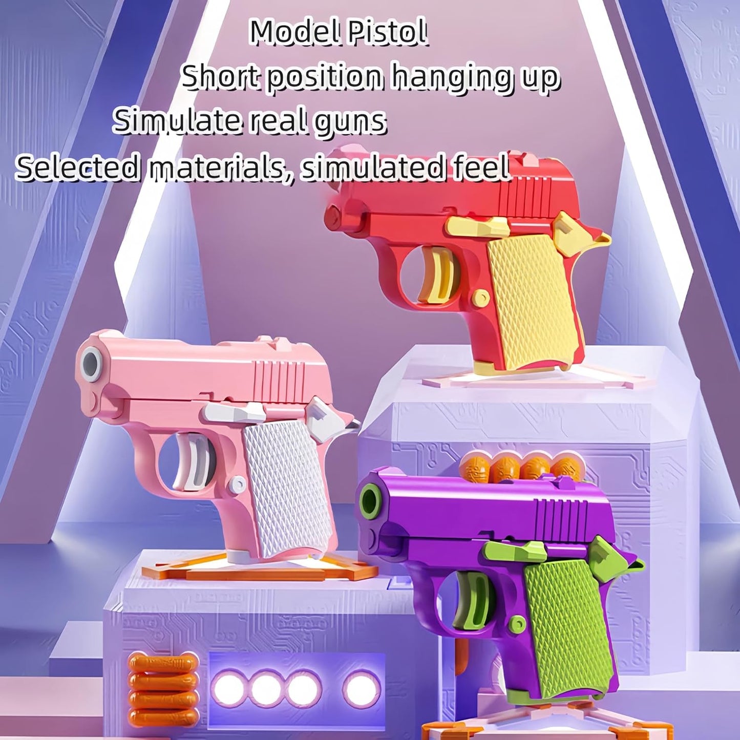 1911 3D Printed Small Pistol Toys,Suitable Toys for Adults and Kids, Stress Relief Pistol Toys for Adults, Suitable for Relieving ADHD, Anxiety, Best Gift for Adults and Kids (PinkWhite)