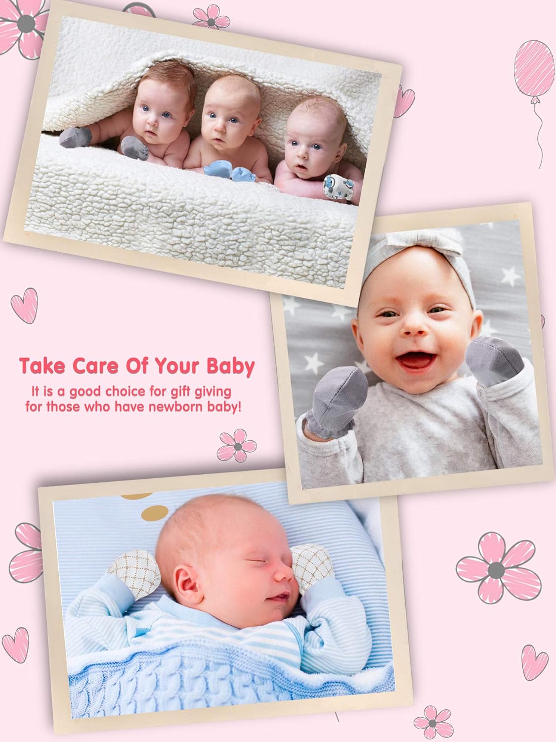 24 Pairs Newborn Baby Mittens Unisex Cute Glove No Scratch Baby Mittens Gloves for 0-6 Months Boys Girls