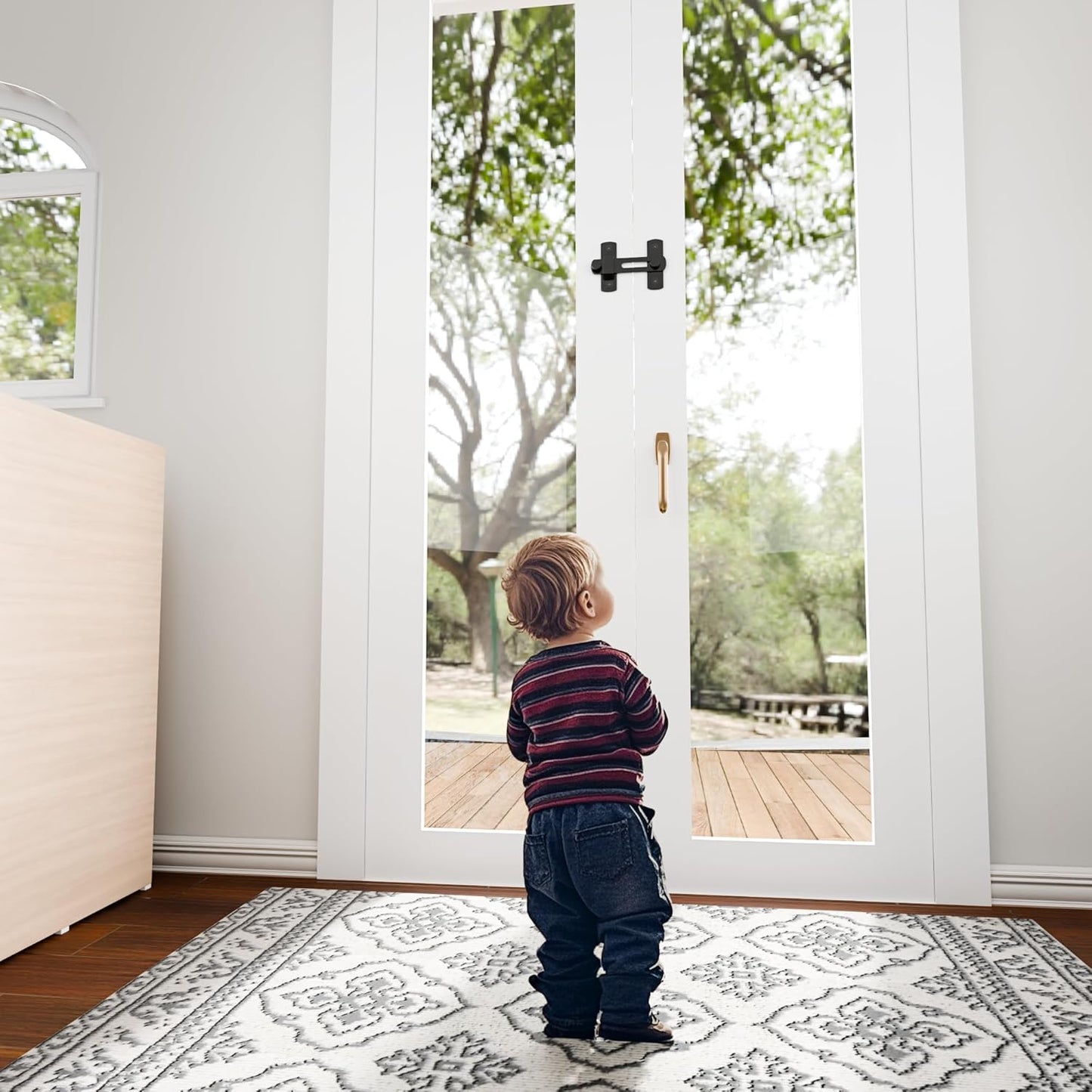 180 Degree Matte Black Bifold Latch Flip Sliding Barn Door Latches, Gate Latch for Barn Door, Sliding Door, Pet Door, Garage, Bathroom, Window, Outdoor