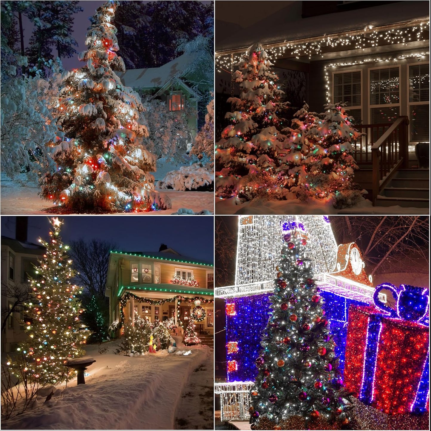 33ft Christmas Decorative Mini Lights, 100 LED transparent Wire Fairy Starry String Lights Plug in, 12 Lighting Modes, for Indoor Outdoor Xmas Tree Wedding Party Decoration (White+Multicolor)