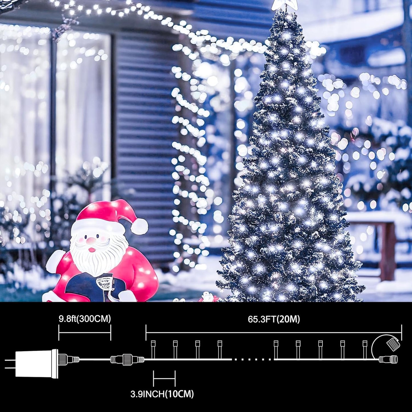 66ft Christmas Decorative Mini Lights,200 LED Green Wire Fairy Starry String Lights Plug in, 11 Lighting Modes, for Indoor Outdoor Xmas Tree Wedding Party Decoration (White)