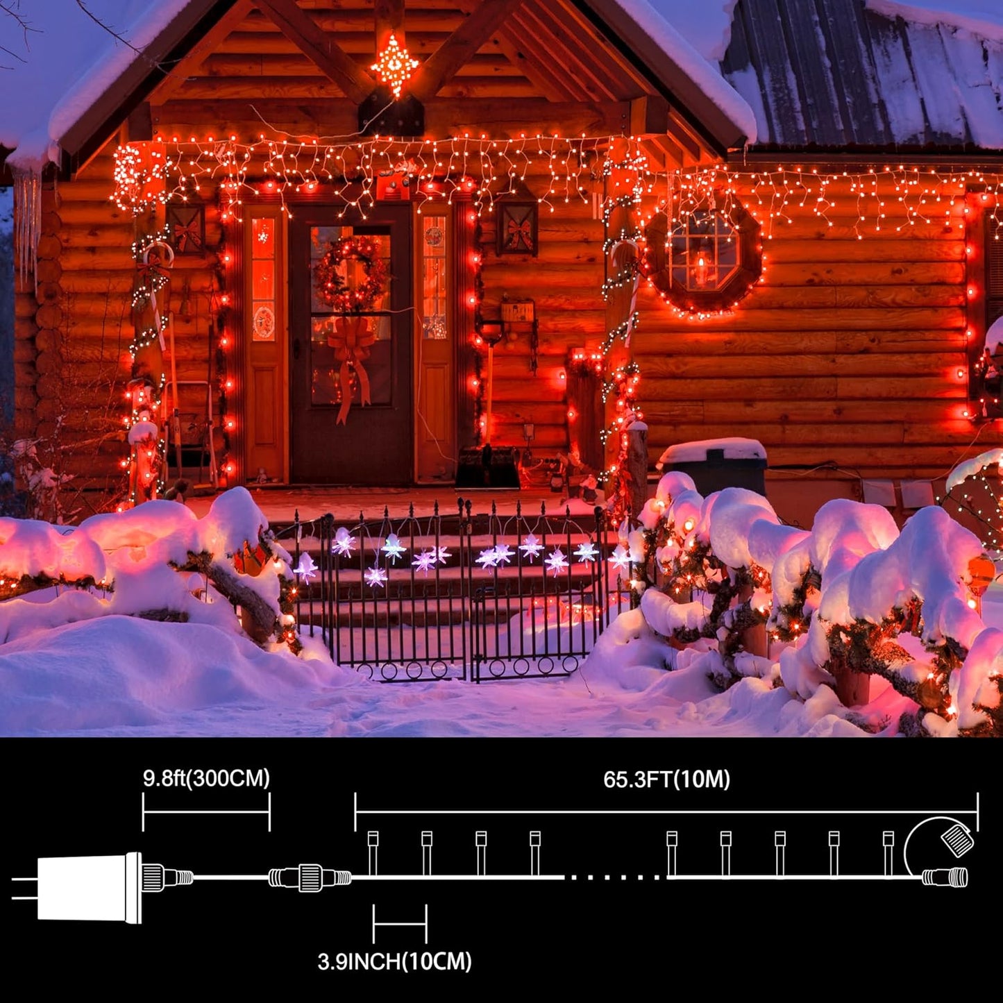 33ft Christmas Decorative Mini Lights, 100 LED Transparent Wire Fairy Starry String Lights Plug in, 11 Lighting Modes, for Indoor Outdoor Xmas Tree Wedding Party Decoration (red)