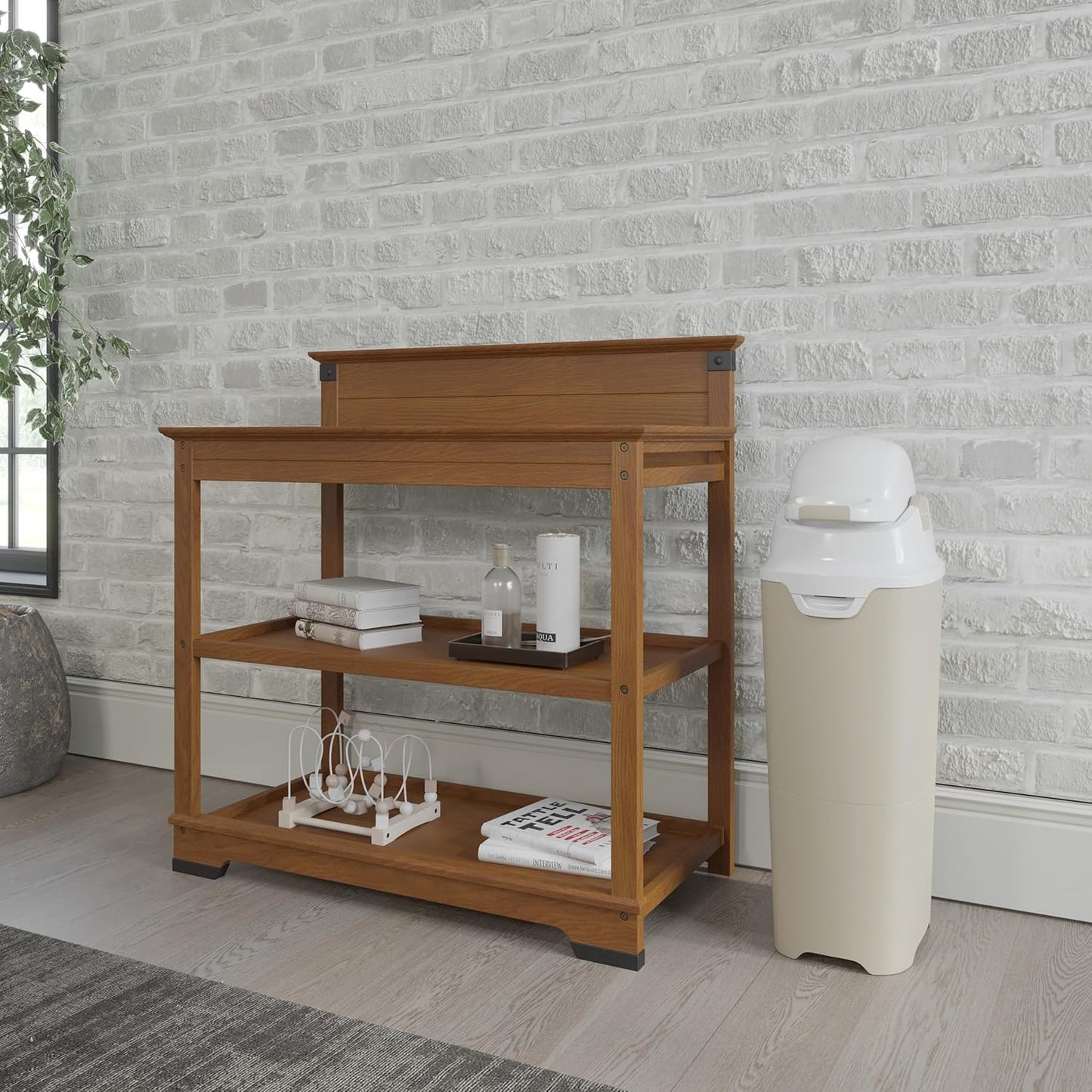 Foundations Tall Diaper Pail with Airtight Lid - Durable & Odorless Diaper Disposal, Large Capacity, Holds up to 60 Newborn Diapers, Refill with Any Bags - Sand