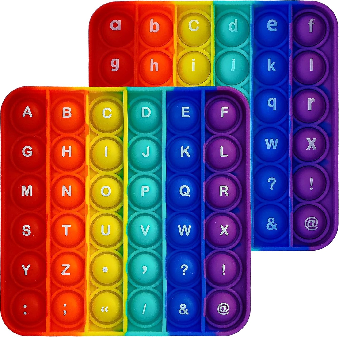Alphabet Pop Fidget Toy Letters ABC Numbers Learning and Educational Toys Square Sensory Toys Popper Games Stress Relief Gifts for Kids 2 Packs Single Side(Uppercase and Lowercase Letters)