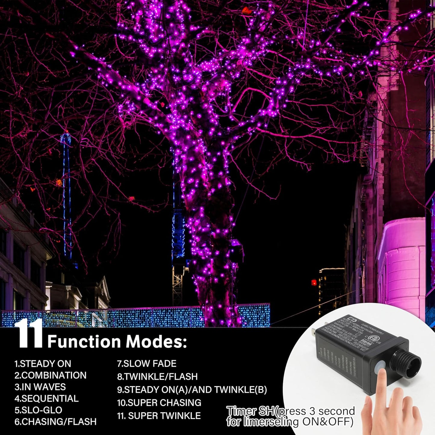 33ft Valentine's Day String Lights, Christmas Decorative Mini Lights, 100 LED Pink Fairy Starry String Lights Plug in, 11 Lighting Modes for Valentines Day Tree Decorations (Pink)