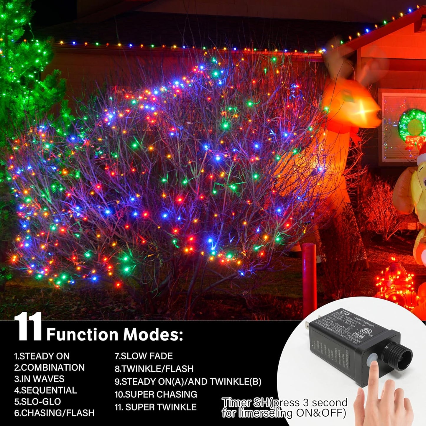 66ft Easter Lights, 200 LED Green Wire Fairy Starry String Lights Plug in, 11 Lighting Modes for Indoor Outdoor Xmas Tree Easter String Light Decoration (Multicolor)