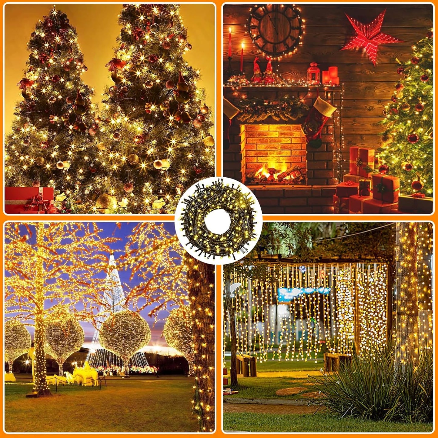 66FT 200 LED Christmas Light, Twinkle Xmas Lights with 8 Modes and Timer, Outdoor Waterproof Christmas Tree Lights for Room Bedroom Wedding Party Holiday Decorations, Warm White