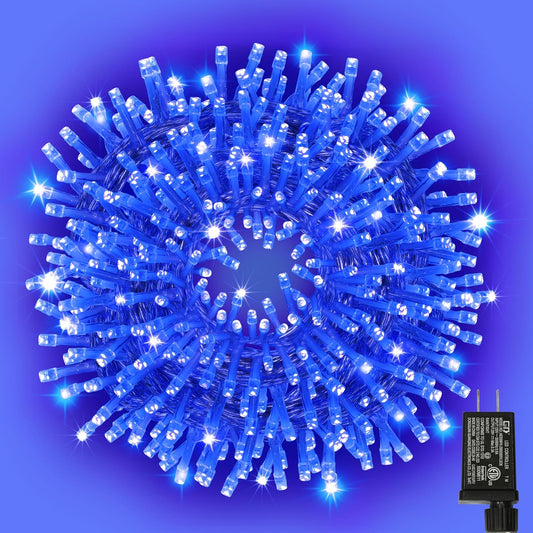 66ft Christmas Decorative Mini Lights,200 LED Transparent Wire Fairy Starry String Lights Plug in, 11 Lighting Modes, for Indoor Outdoor Xmas Tree Wedding Party Decoration (Blue)