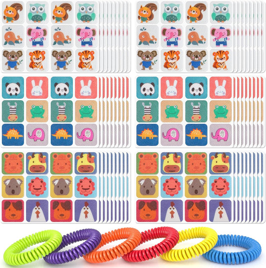 360 Pack Mosquito Repellent Stickers for Kids, with 6 Pack Mosquito Repellent Bracelets, Bug Repellent Stickers Natural DEET - Free, Plant Ingredients, Mosquito Patches for Outdoor Camping