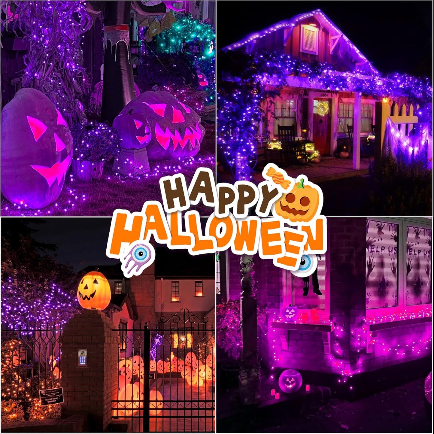 66ft Halloween Decorative Mini Lights, 200 LED Transparent Wire Fairy Starry String Lights Plug in, 11 Lighting Modes, for Halloween Decoration Outdoor Xmas Tree Party Decoration (Purple)