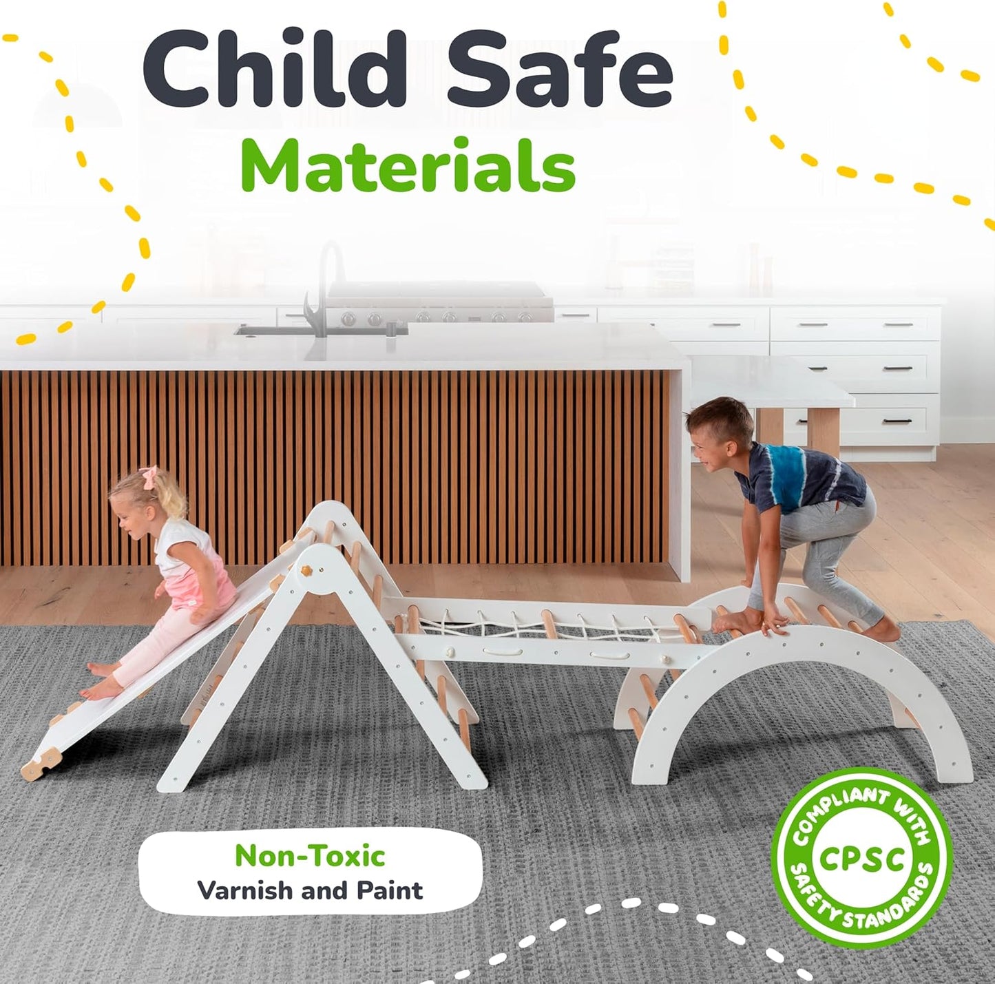 6-in-1 Pikler Triangle Climbing Set - Climbing Toys for Toddlers - Montessori Climbing Set - Indoor Wooden Play Gym for 2-6-Year-Olds - White