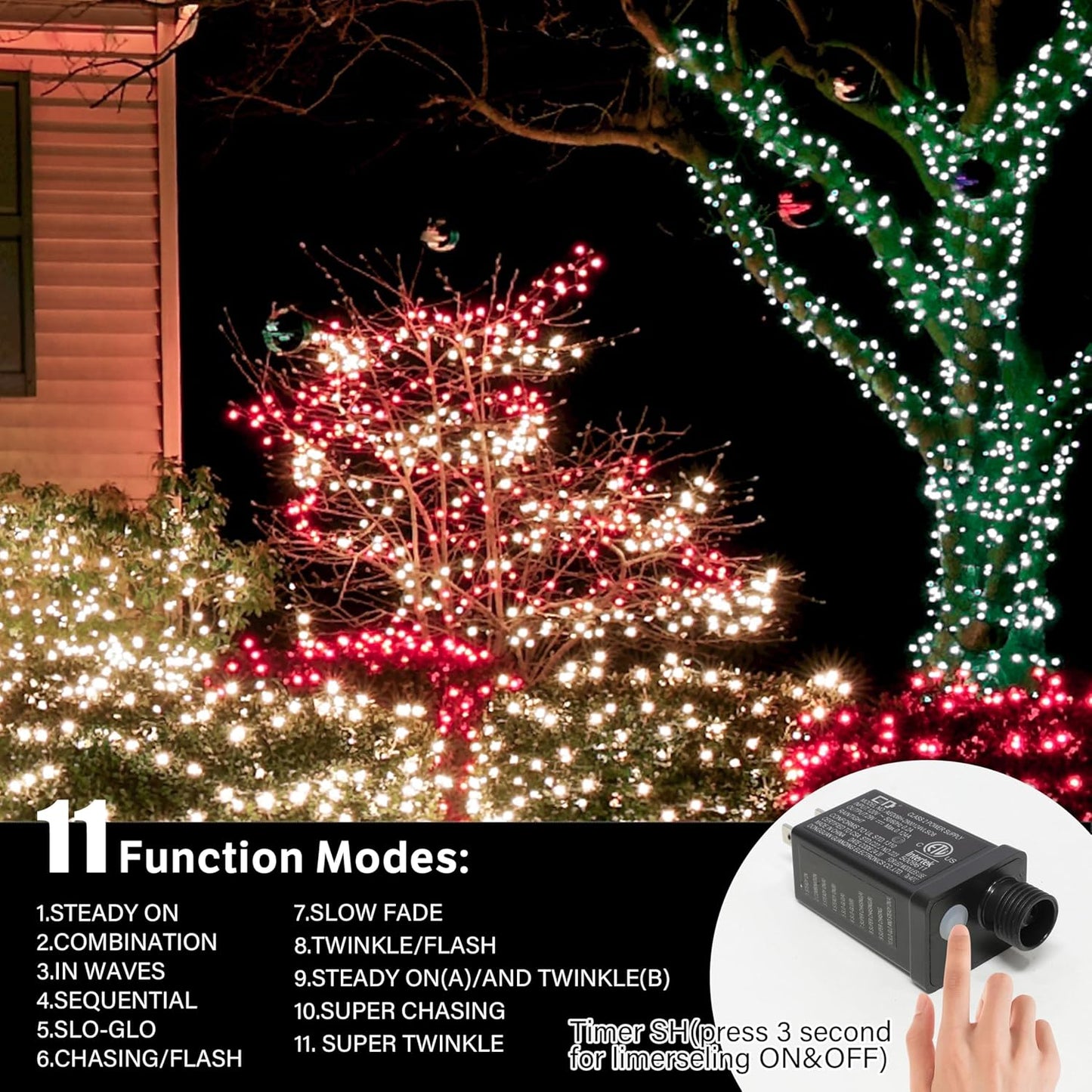 66ft St Patrick's Day Decorations String Lights,200 LED Green Wire Fairy Starry String Lights Plug in, 11Lighting Modes, for Indoor Outdoor Xmas Tree Wedding Party Decoration (Green)