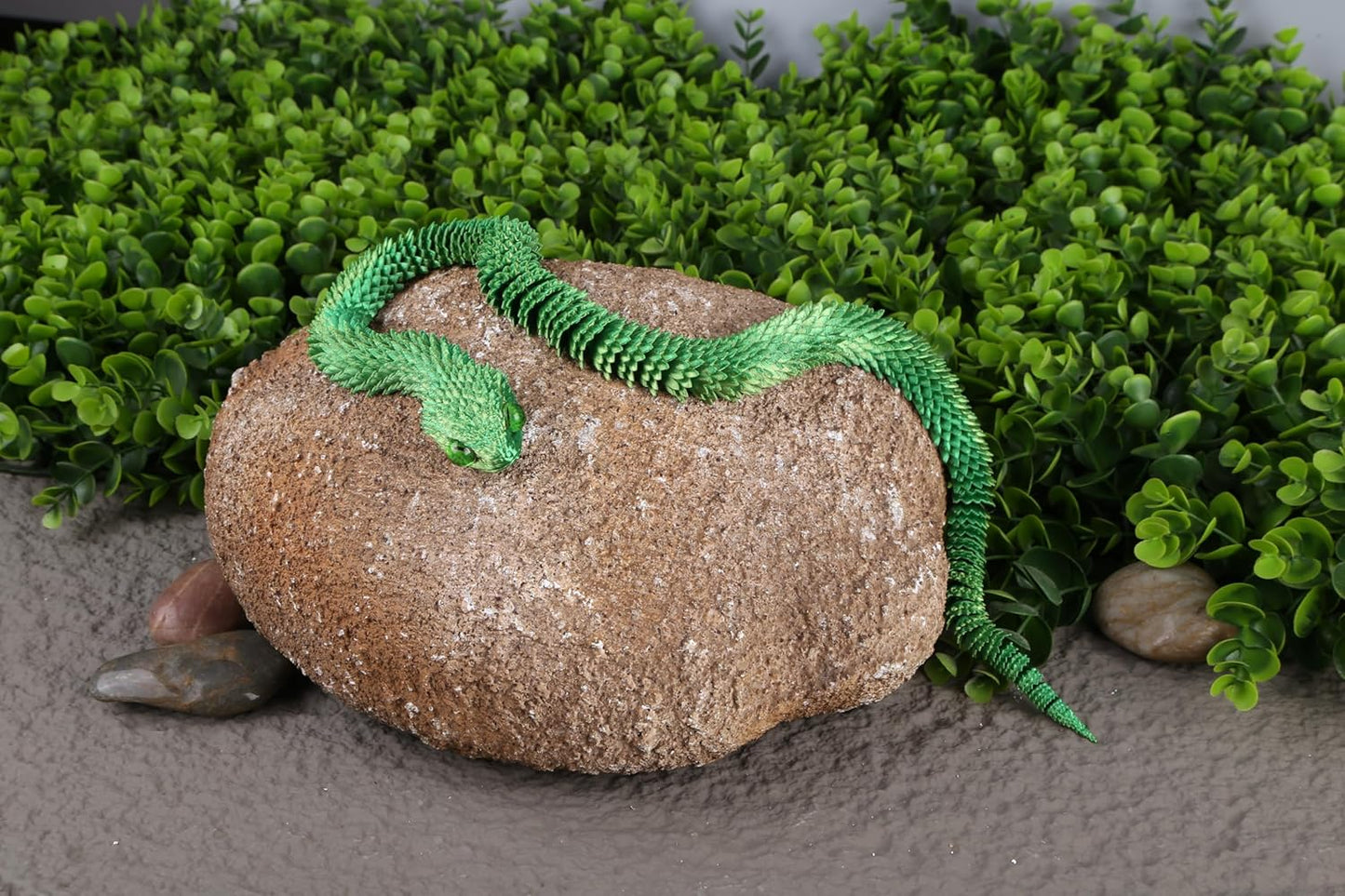 3D Printed Animals-Snake Viper, 24 in Surprise Mystery Snake Fidget Toy Creative Toy 3D Printed Articulated Snake Collectibles Home Office Executive Desk Decor (Yellow Green)