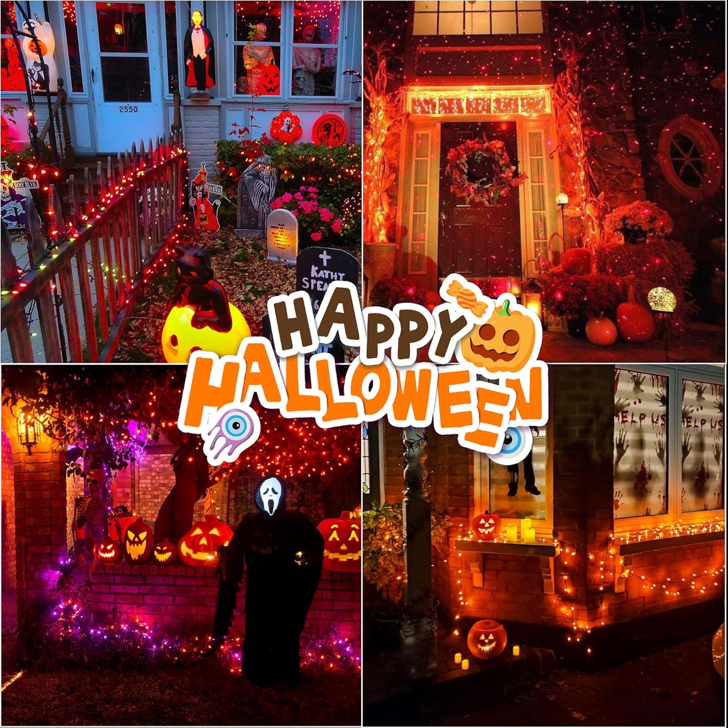 33ft Halloween Decorative Mini Lights, 100 LED Green Wire Fairy Starry String Lights Plug in, 11 Lighting Modes, for Halloween Decoration Outdoor Xmas Tree Party Decoration (Orange)